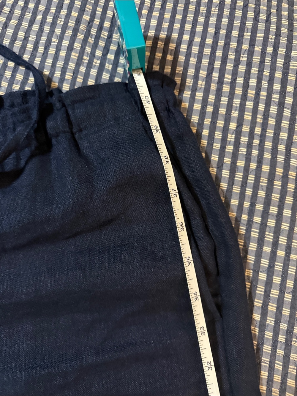 Boden Navy Wide-Leg Drawstring Linen-Blend Pants - Picture 10 of 10